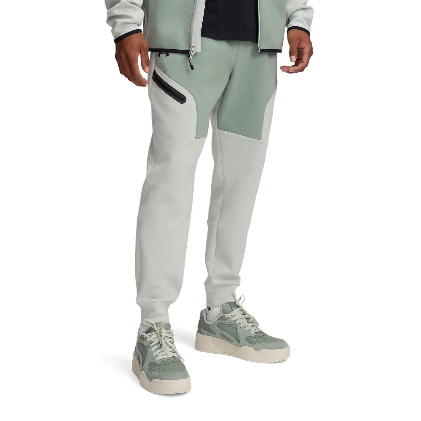 Under Armour Men's Green Unstoppable Fleece Joggers With Zipped Pocket - Size: 35/34/32/40/Regular