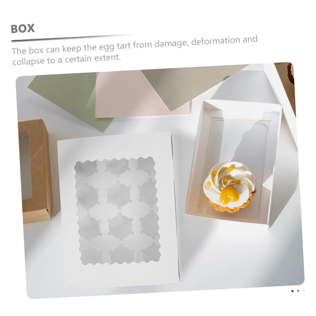 FELTECHELECTR 10Pcs Muffin Cake Wrapping Box with Window Premium Pastry Packaging for Desserts Versatile Design for Egg Tarts Cookies and More Secure Compartment Structure