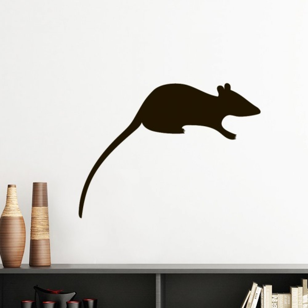Sticker mural souris noir silhouette amovible deco chambre 30cm rose