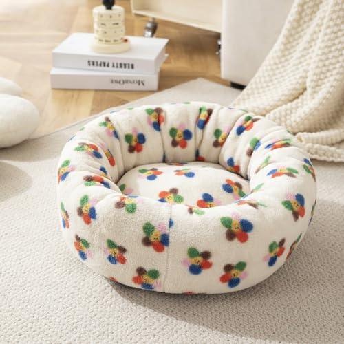 GKWW 猫ベッド 屋内用 落ち着きのあるドーナツ犬用ベッド 居心地の良いソフト ラウンド 犬の巣 ふわふわぬいぐるみ 猫のベッド 洗濯可能 ドーナツと犬用ベッド ハイサイド ウォーミング ドーナツ ペットベッド ビッグドッグベッドクッション