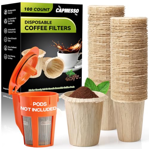 CAPMESSO 2.45" H Disposable Coffee Filters: Fit for Reusable K-Carafe Pods