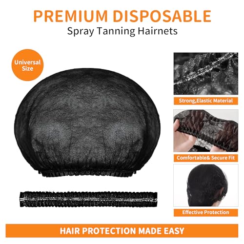 Image of 50 Pcs Tan Spray Tanning Essentials Kit: 10 Each Hair Nets, Nose Plugs, Sticky Feet Pads & Disposable Undergarments, Premium Quality Accessories for Salons, Black