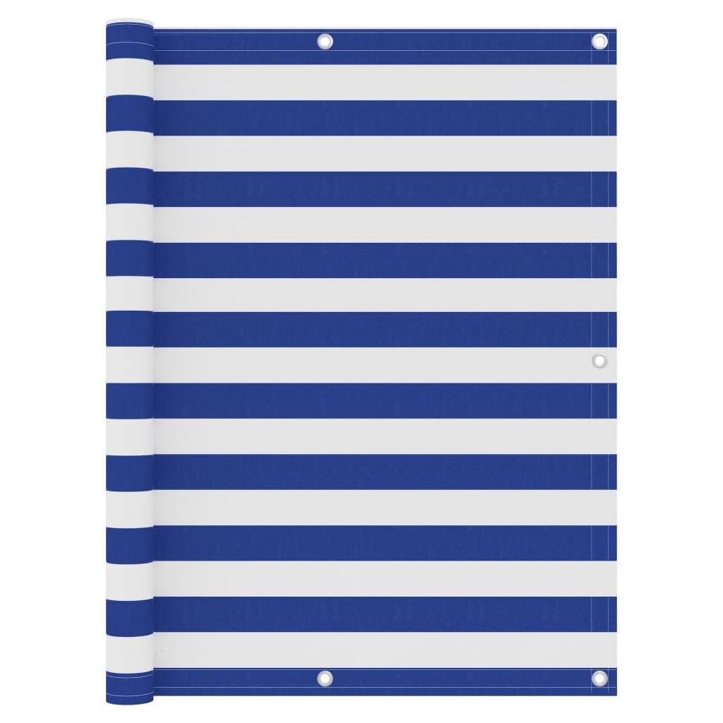 vidaXL Balcony Screen Privacy Garden Fence Screening Outdoor Sun Shelter Sunshade UV Protection Shade White and Blue 120x400 cm Oxford Fabric — image 1