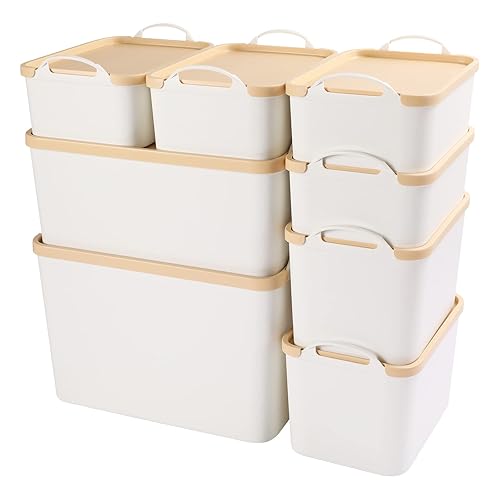ANMINY 8PCS Plastic Storage Bins Containers with Lids, Large Storage