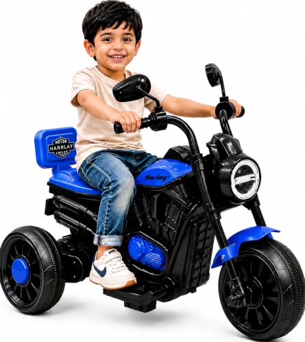 Image of Wishmaster Mini Harlay Electric Ride-On Bike for Kids | 6V Battery-Operated Motorcycle | Foot Accelerator | Suitable for Boys & Girls Aged 2-5 Years | Sturdy & Safe Toy Bike