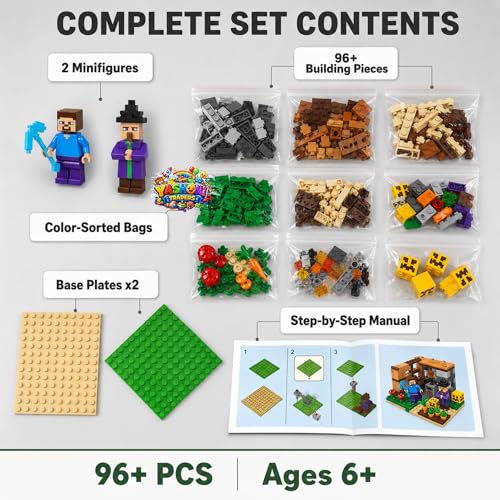 Image of Yashoni Building Blocks Toy Set for Kids | DIY STEM Construction Bricks with Mini Figures, Creative Models & Educational Play Set| Blocks Game (96, The Harvest Season)