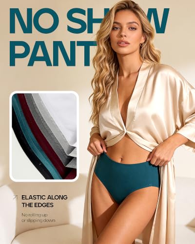 Image of Xibing Seamless Cotton Underwear for Women No Show Briefs High Waist 6-pack | No rolling up and down, tag-free and breathable, Full coverage soft comfort for everyday wear