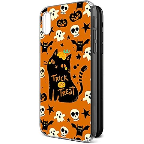 Lakaka Hard Protective Case for iPhone Xs/for iPhone X,TPU Soft Bumper Slim Cover Case Hand Painted Cat Trick or Treat Cover