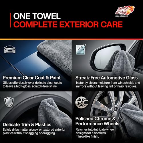 Image of Microfiber Car Cleaning Cloth 1200 GSM | Thick Dual-Sided Towel for Car & Bike | 40x40 cm | Multipurpose Ultra-Soft Edgeless, Lint-Free, Scratch-Free, Fast-Drying, Reusable | Pack of 1