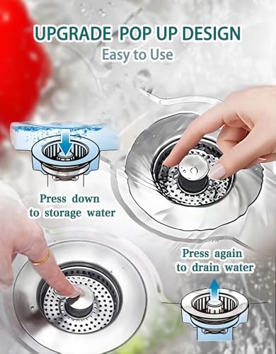 Colador para desagüe de cocina 3 en 1, acero inoxidable miniatura 4