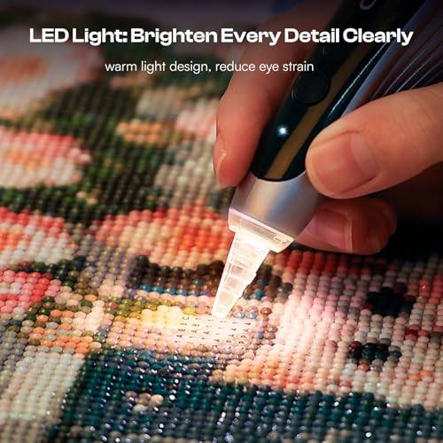 Image of Caydo Electric Diamond Art Pens with Light, Purple, Diamond Art Tool, EP4 | No Wax Need, Wireless, 3 Adjustable Suction Levels, 4Pcs Replaceable Tips, Ergonomic Design, Diamond Painting Pen For Adults