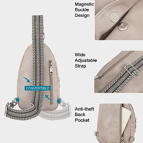 Image of CLUCI Sling Bag for Women, Vegan Leather Fanny Pack Crossbody Bags for Women, Chest Bag With Guitar Strap