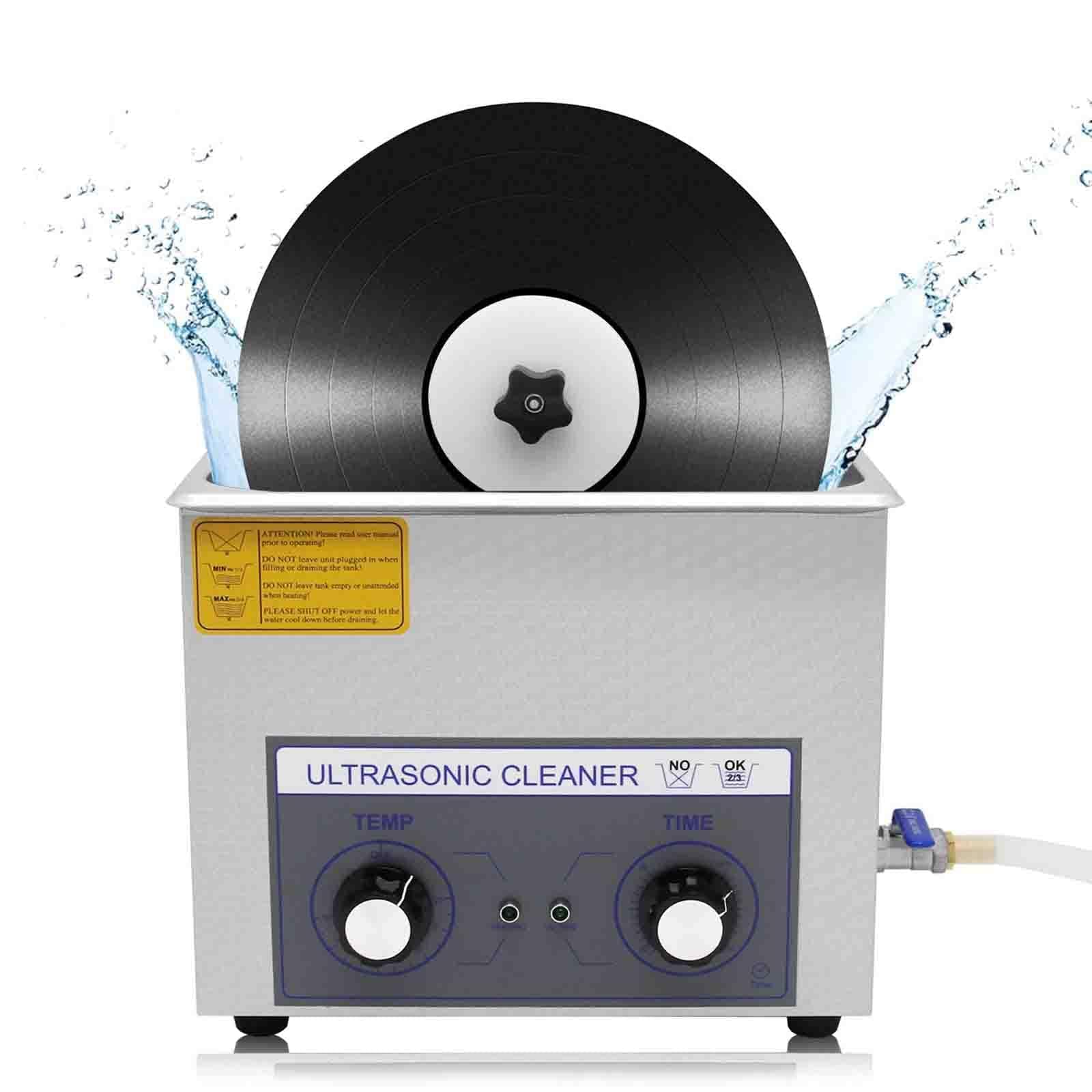 Pulitore a ultrasuoni per Dischi in Vinile da 6 Litri, Sistema di Pulizia per Dischi in Vinile riscaldato da 200 W, Pulizia Automatica per LP a Doppia Faccia, temporizzazione da 0 a 30 minut