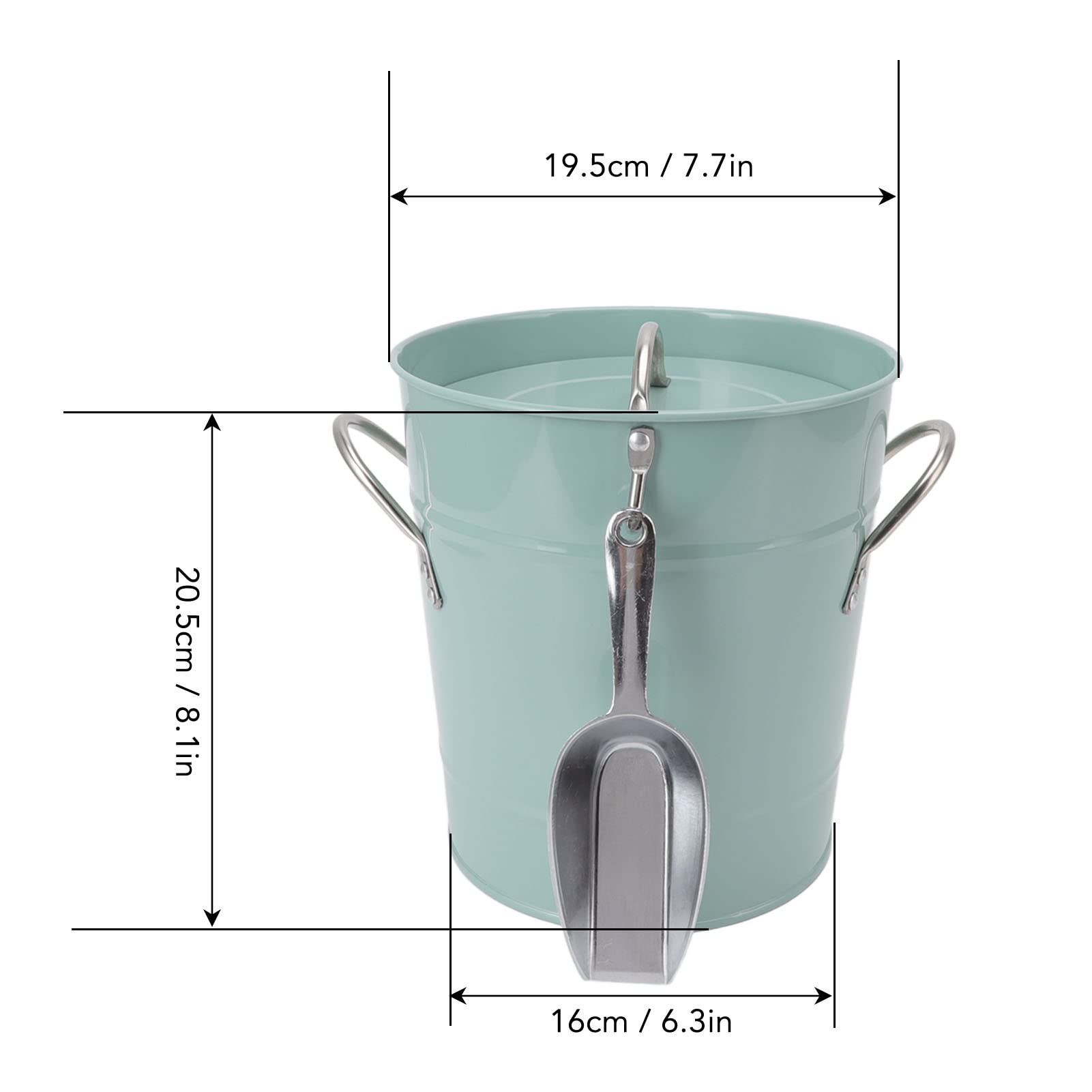 Lybunair Galvanized Multipurpose Round Ice Bucket, Double Wall Insulation Ice Bucket with Lid and Handle Includes Ice Shovel for Home, Parties, and Restaurants