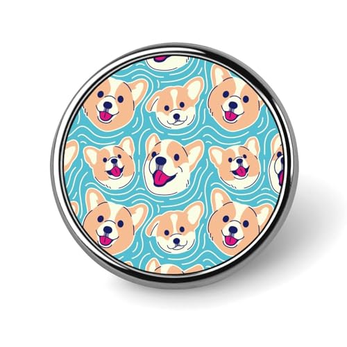 バッジ 円形 徽章 コーギー いぬ 犬柄 青 可愛い 缶バッジ 胸章 ピンバッチ ボタンブローチ 25mm おしゃれ ネクタイピン コレクション バッグ飾 帽子 胸飾り かばん掛け 工芸品 取付簡単 男女兼用 プレゼント