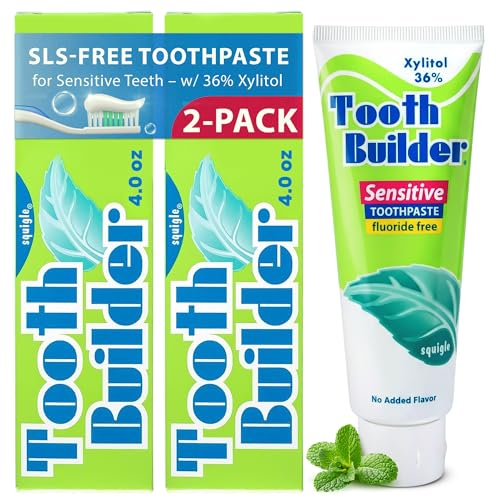 Squigle Tooth Builder SLS Free Toothpaste (Stops Tooth Sensitivity) Prevents Canker Sores, Cavities, Perioral Dermatitis, Bad Breath, Chapped Lips, 4 oz (8 Ounce (Pack of 2), Unflavored)