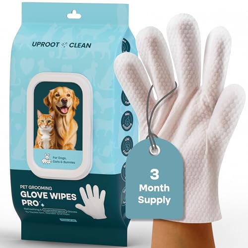 Uproot QuickClean Handschuhe Pro: Extra dicke Haustierhandschuhtücher für Hunde und Katzen – leicht abwischbare Pfoten, Augen, Ohren, Hintern und Körper – Lecksicher für Katzen und Hunde – Reinigung