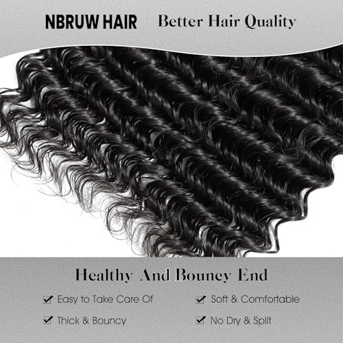 Human Hair Bundles 20 22 24 26 Inch Deep Wave Bundles Human Hair 12A 4 Bundles Human Hair 100% Unprocessed Virgin Deep Curly Human Hair Bundles Deals Real Human Hair Extensions Natural Black - Image 6