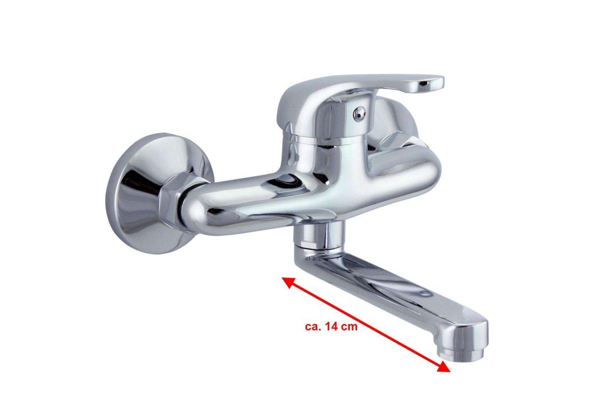 Rubinetto da parete per lavabo, con erogatore corto, miscelatore monocomando B292