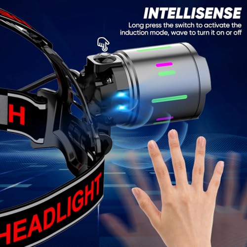 NAKCNM Head Torch LED Rechargeable with Motion Sensor, LED Headtorch Battery Powered - Image 2