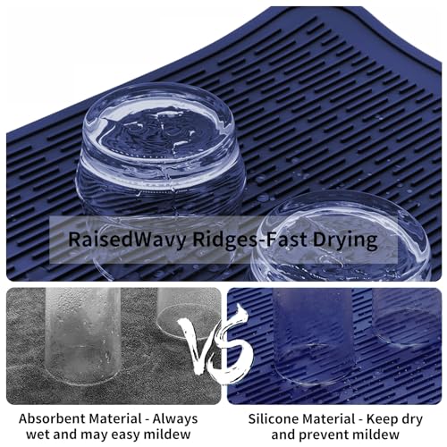 ZLR Oversized Silicone Dish Drying Mat for Kitchen, 16"x18", Midnight Blue by ZLR - Used condition - Image 2