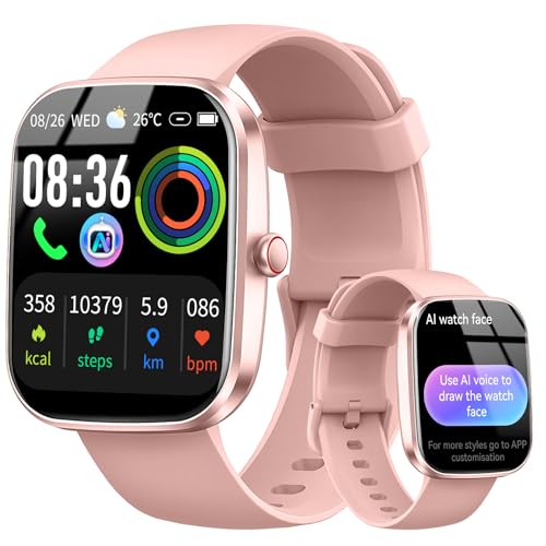 uaue Reloj inteligente AI para hombre y mujer, reloj de fitness de 1,91 pulgadas, chatGPT-AI integrado y función de teléfono, monitor de frecuencia cardíaca, monitor de sueño, podómetro, más de 110