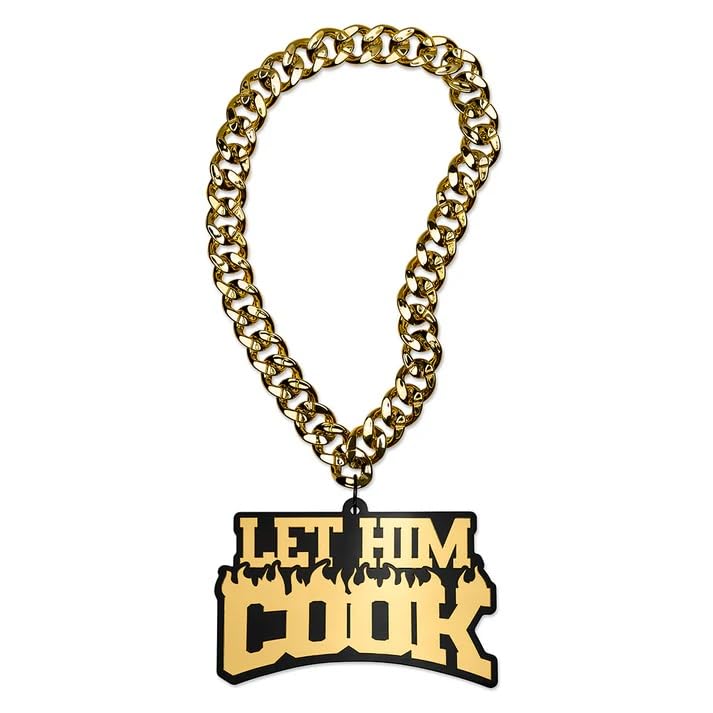 TrophySmack 'Let Him Cook' Turnover Chain - Chrome Gold & Black Acrylic