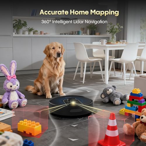 Image of Bagotte Robot Vacuum and Mop, Robot Vacuum Self Emptying, 6000Pa Powerful Suction, 90-Day Hands-Free, Advanced Smart Mapping, LiDAR Navigation Robotic Vacuum for Pet Hair, Dust, Carpet, WiFi /App /Alexa