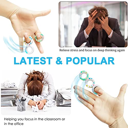 18Pcs Magnetic Rings Fidget Toys Spinner Set Prizes for Kids Classroom Party Favors,Finger Magnet Rings Endless Hours of Fun ADHD Stress Relief Fidget Spinners for Birthday Adults by RURING - Image 6