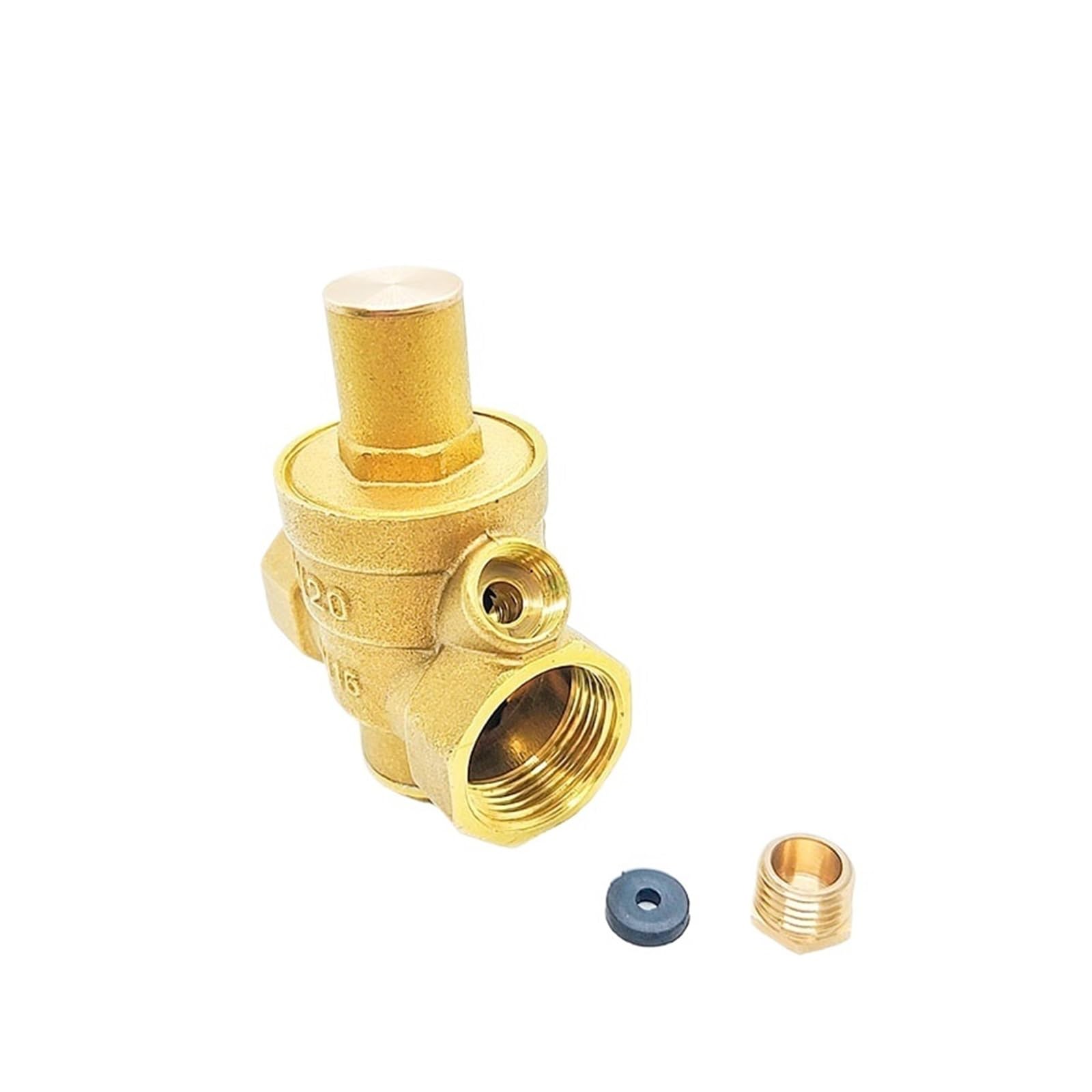 Válvula de Cierre Válvula Reductora de Agua Ajustable de 1/2", 3/4" y 1", válvula reguladora de presión de latón con Rosca Hembra y manómetro(1",Valve Without Gauge)