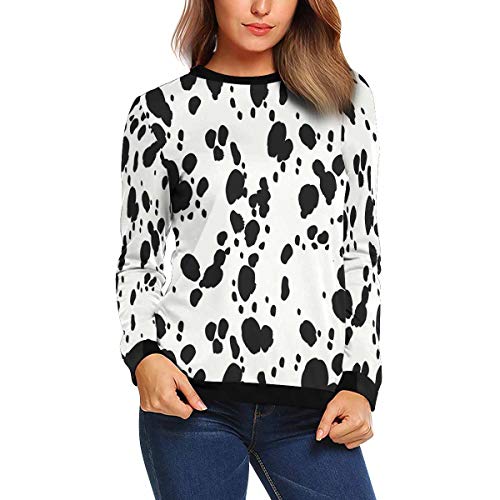 InterestPrint Women s Lightweight Sweatshirt Dalmatians Animal Print Pullover Tops Crew Neck L