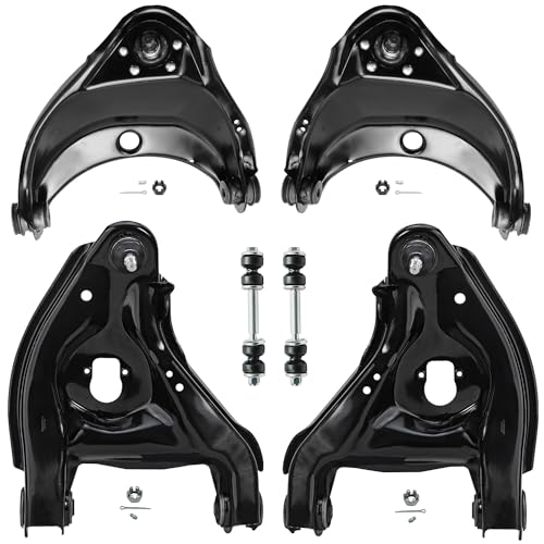 Image of Detroit Axle - Front 6pc Suspension Kit for Chevrolet GMC Tahoe Yukon C1500 Suburban C2500, 4 Lower & Upper Control Arms w /Ball Joints Assembly 2 Sway Bar Links Replacement