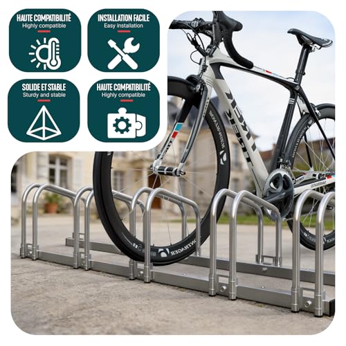 Image of VOUNOT Bike Stand Floor 5 Rack Bike Garage Bicycle Storage Parking Rack Cycle Organizer Locking Stand for Indoor Outdoor