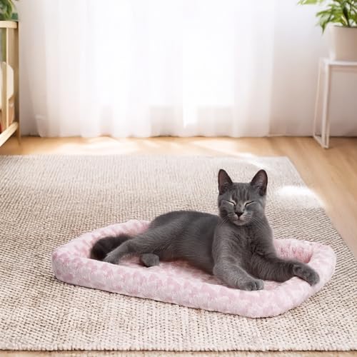 MidWest Homes for Pets - QuietTime Fashion XXS-Hundebett - Kunstfell-Randpolster in Rosa, ultraweich und maschinenwaschbar, für 46 cm große Käfige und Boxen, für kleine Hunde und Katzen