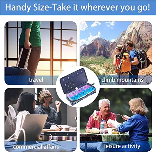 Image of Weekly Pill Organizer 2 Times a Day, Zumd Pill Box 7 Day with Cute Quilted Fabric Zipper Case, Travel Pill Case Am Pm for Vitamin Medicine Organizer
