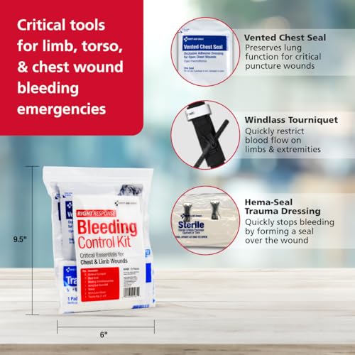 Image of First Aid Only 91481 Critical Essentials Bleeding Control Kit for Chest & Limb Wounds, 9 Pieces
