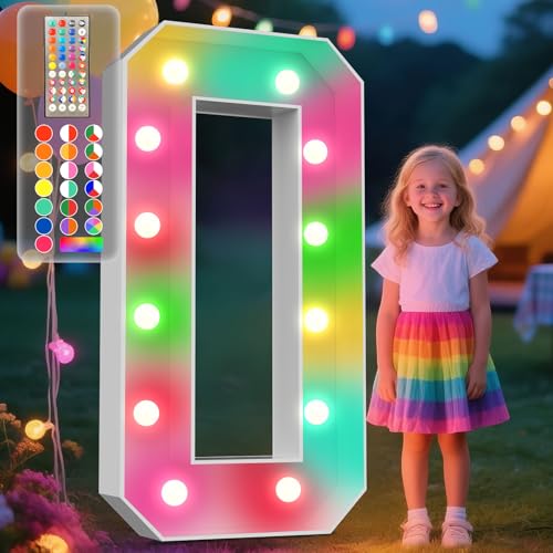 Image of Ledido 4FT Colorful Marquee Light Up Number 0 for Birthday