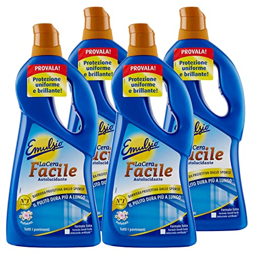 4 x Emulsio La cera fácil abrillantadora para todos los suelos protege de la suciedad - 4 frascos de 775 ml cada uno Cover