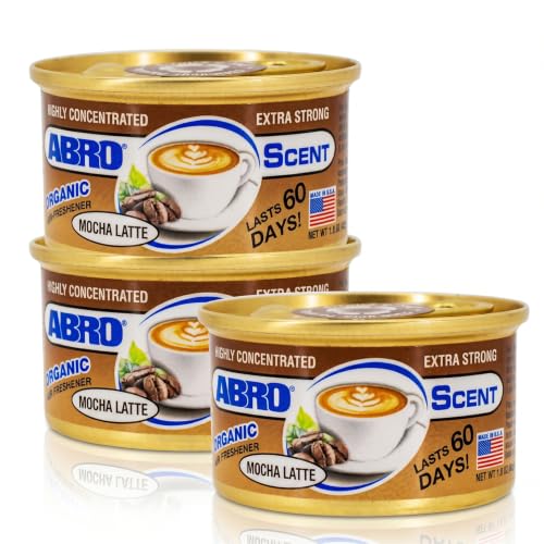 Image of ABRO Car Air Fresheners: Canned, Spill Proof Airfreshener for Home, Office, or Car Accessories Interior, Lasts Up to 60 Days - 3Pack Mocha Latte Scent