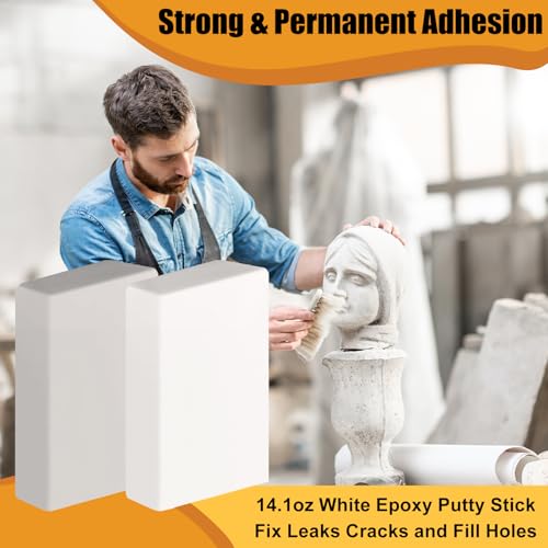 Image of 14.1oz / 400g Epoxy Putty, White Epoxy Sculpt Clay High Strength 2 Part Putty Stick Fix Leaks, Cracks and Fill Holes, Fast Repair Pool Leak Sealer for Bonding, Repairing, Sculpting