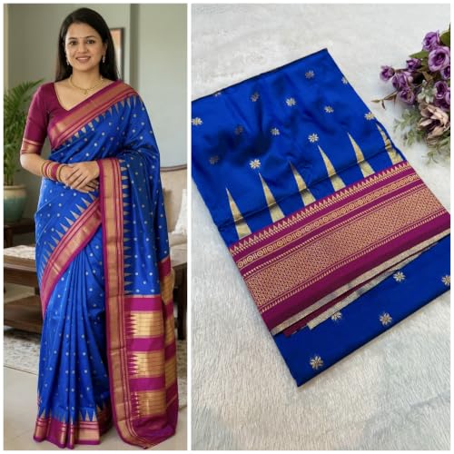 Generic blue maheshwari silk saree in soft silk – image 4