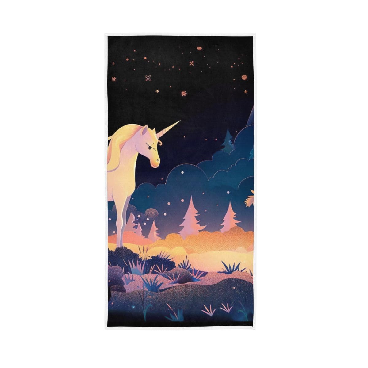 HUYGD Unicorn Under Moonlight Hand Towel, Hand Towels Decorative 15 x 30 Inches, Soft Towels