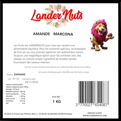 Amande Marcona Extra Espagnole 100% nature Landernuts 1 kg – vue 2