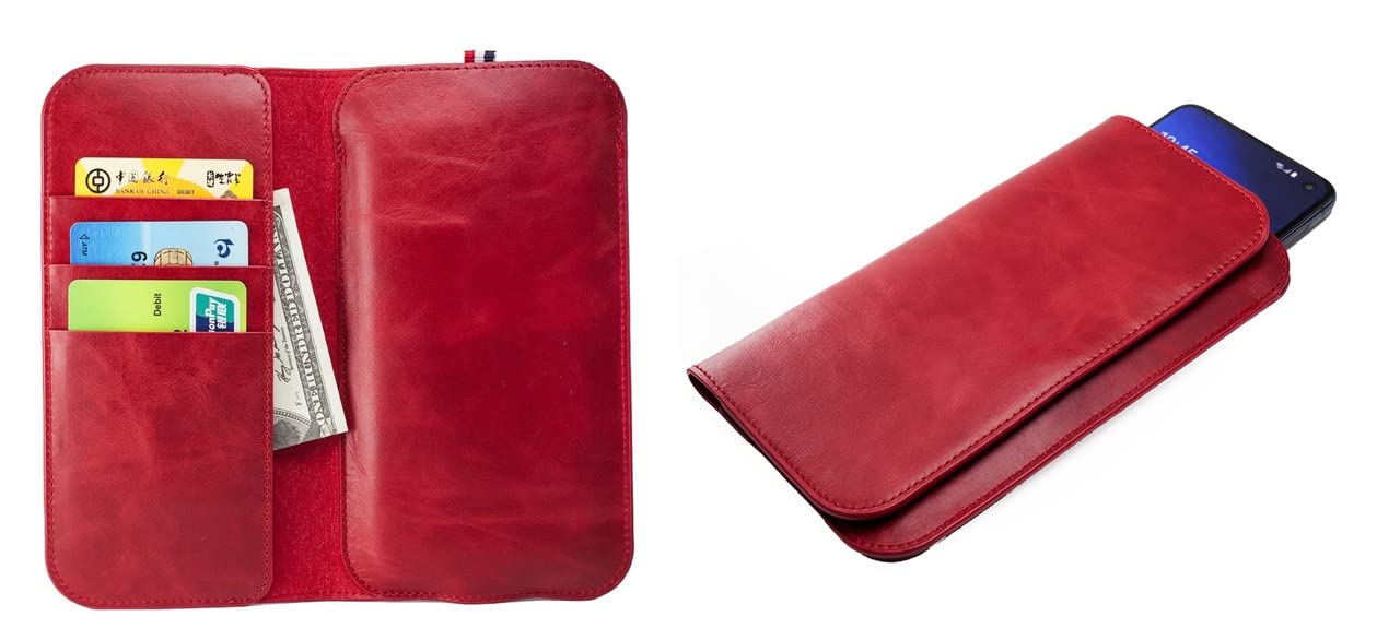 WHITBULL Pu Leather Mobile Pullup Pouch with Wallets Magnetic Cover for Motorola G9 (India) / Motorola One Fusion/Motorola G9 Play (Red)