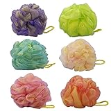 HOMMP Bath Sponges Large Size, Assorted Colors(Pack of 6), A