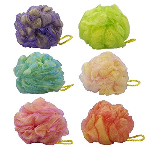 HOMMP Bath Sponges Large Size, Assorted Colors(Pack of 6), A