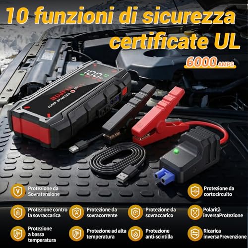ideal für PKW-Starts bei Kälte - Detailansicht von 6000A Starthilfe Powerbank UltraSafe – Dealfoxx.de