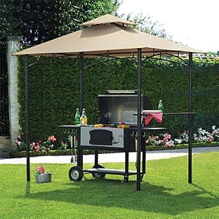Garden Winds Replacement Canopy Top Cover for Bamboo Look Grill Gazebo - Riplock 350 - Beige