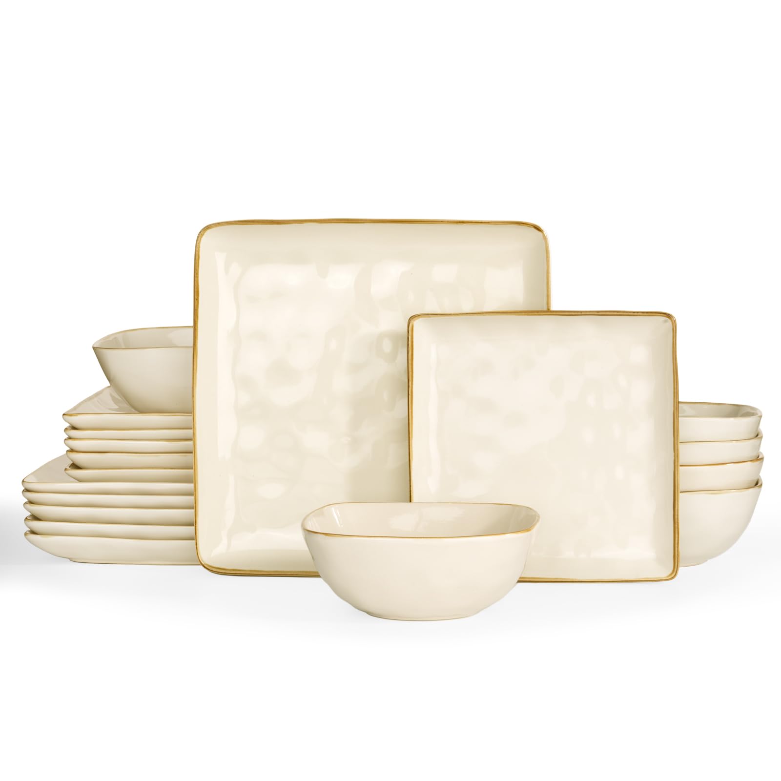 Richmount Ocean Service de vaisselle 18 pièces pour 6, assiettes, Beige | Service vaisselle, assiettes et bols, glaçure réactive, compatible micro-ondes et lave-vaisselle, anti-rayures
