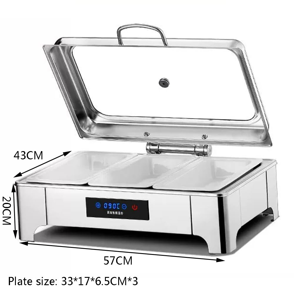 Tavolo da Buffet Server Buffet Commerciale Fornello Buffet in Acciaio Inox Scaldavivande Chafing Dishes Piatti da Portata in Porcellana (Touch C)